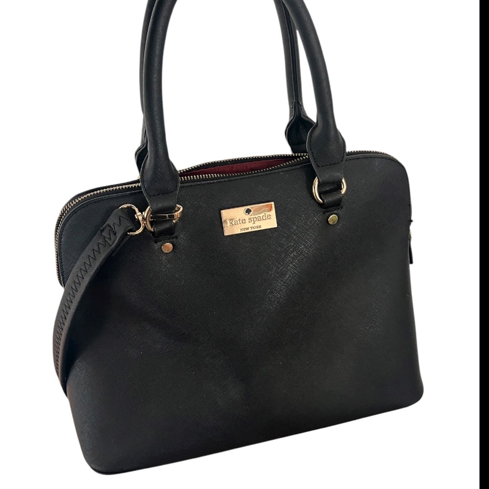 Kate Spade Black Saffiano Leather bag with crossbody strap, 13"x10"x5"